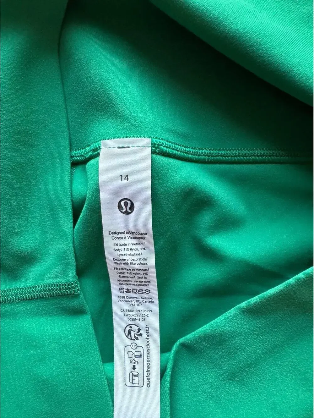 Lululemon Align High Rise 25” Raceway Green Size 14 NWT